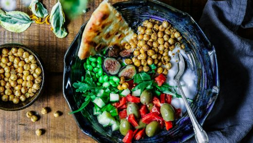 Bowl with vegetables and some gluten