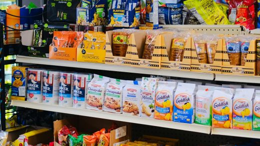 selection of products in shop